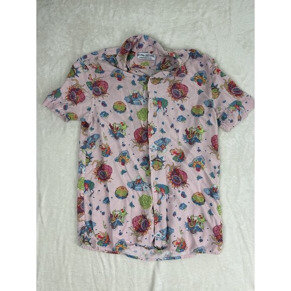 Rick and Morty Other - Rick and Morty Shirt Mens Small Pink Button Up Adult Swim Camp